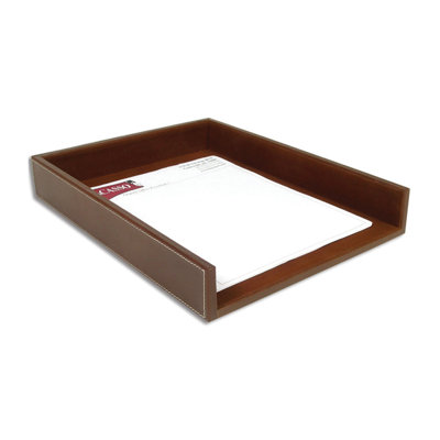 Porte-lettres en cuir brun foncé Mehta