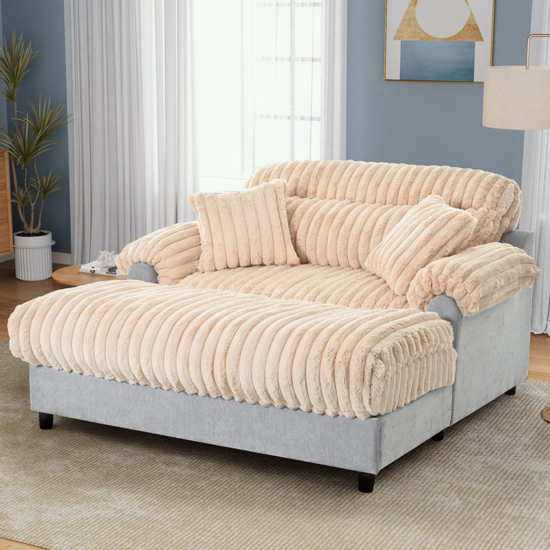 Chaise longue avec deux coussins décoratifs, Champagne