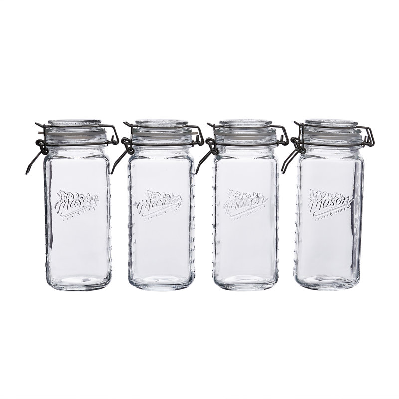 Vintage Storage Jars Glass Jar - Set of 4, 8" H x 3" W x 3" D