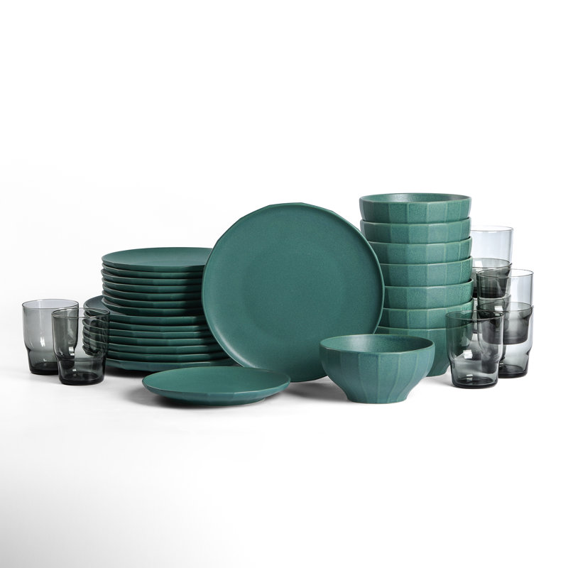 Stone Lain Rio 32-Piece Dinnerware Set Stoneware, Green