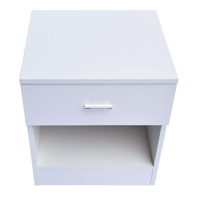 53cm W Solid + Manufactured Wood Bedside Table, White