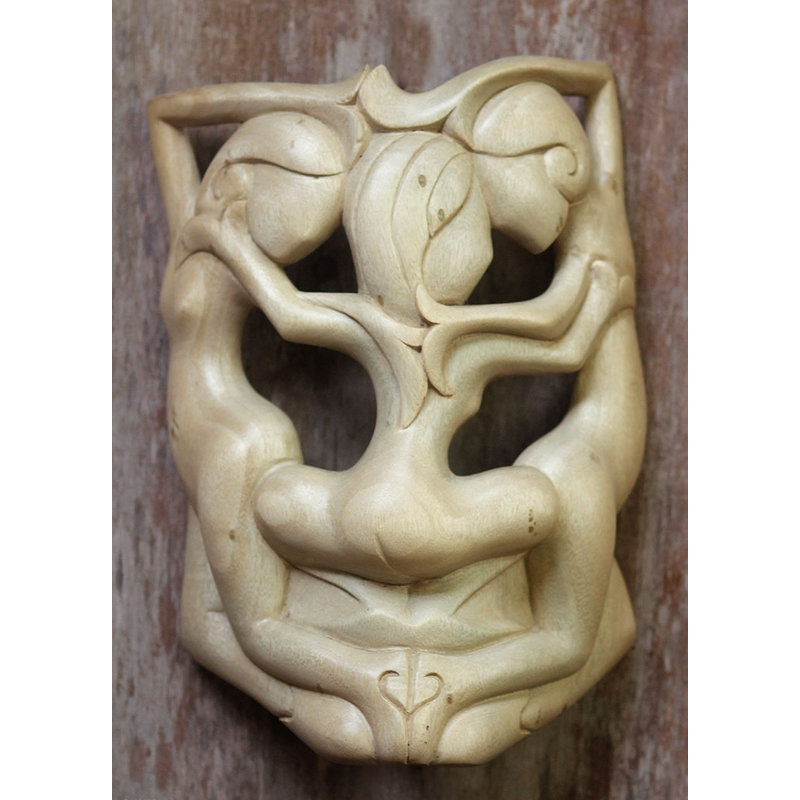 Décoration murale masque en bois Three Best Friends