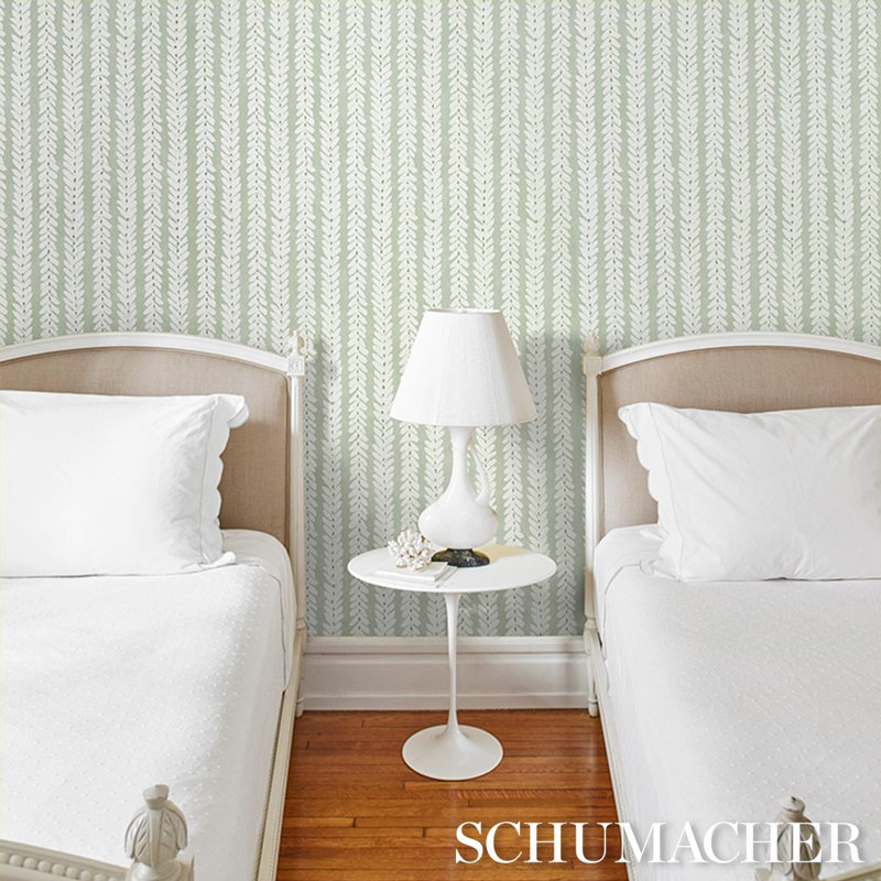 Schumacher X Veere Grenney Woodperry Wallpaper, Celadon
