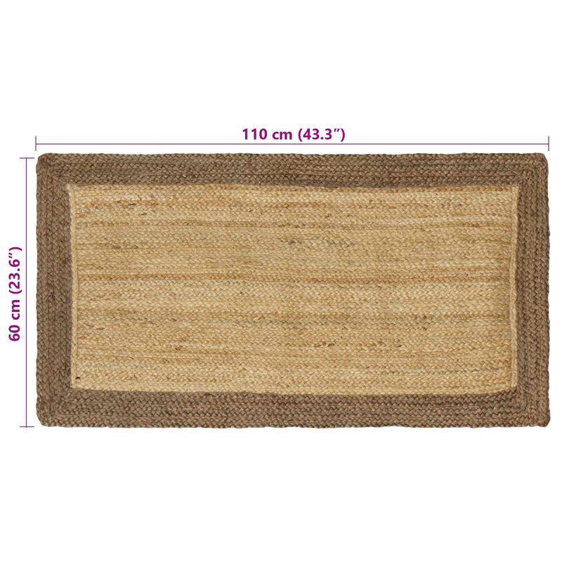 Hand Braided Area Rug, Rectangle 60cm x 110cm, Natural/Grey