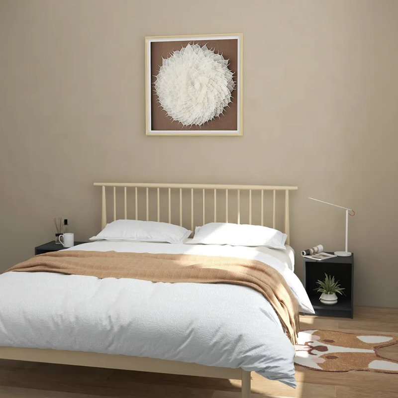 Gara 35.5cm W Solid Wood Bedside Table, Grey