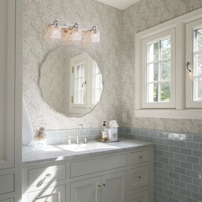 3-Light Modern Brushed Nickel Vanity Light, Diamond-Cut Textured Glass Bathroom Wall Sconce