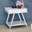 Table de bout blanche de style contemporain avec cadre chromé ultrabrillant