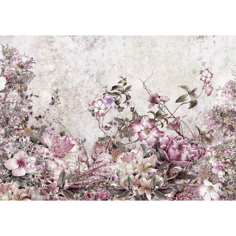 Floral Wallpaper Wall Mural - Floral Meadow, 82" L x 118" W