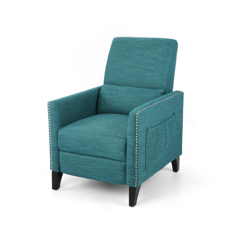 Fauteuil inclinable avec poches latérales, fauteuil inclinable en tissu avec décoration à rivets, fauteuil d'appoint Mid-Century pour salon, chambre à coucher