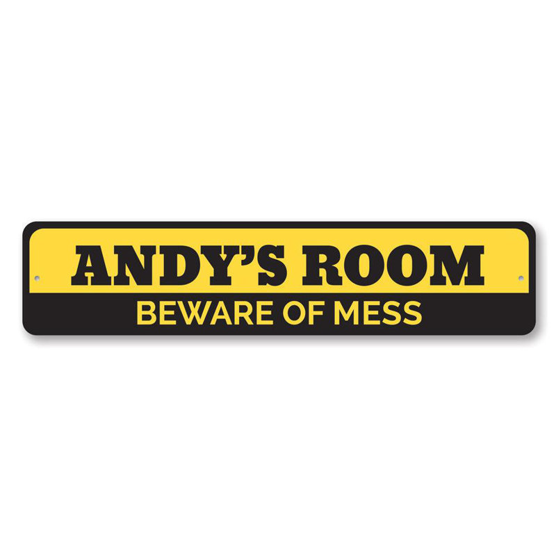 Panneau en aluminium «Beware Of Mess», H 4 po x l 18 po x P 0,04 po