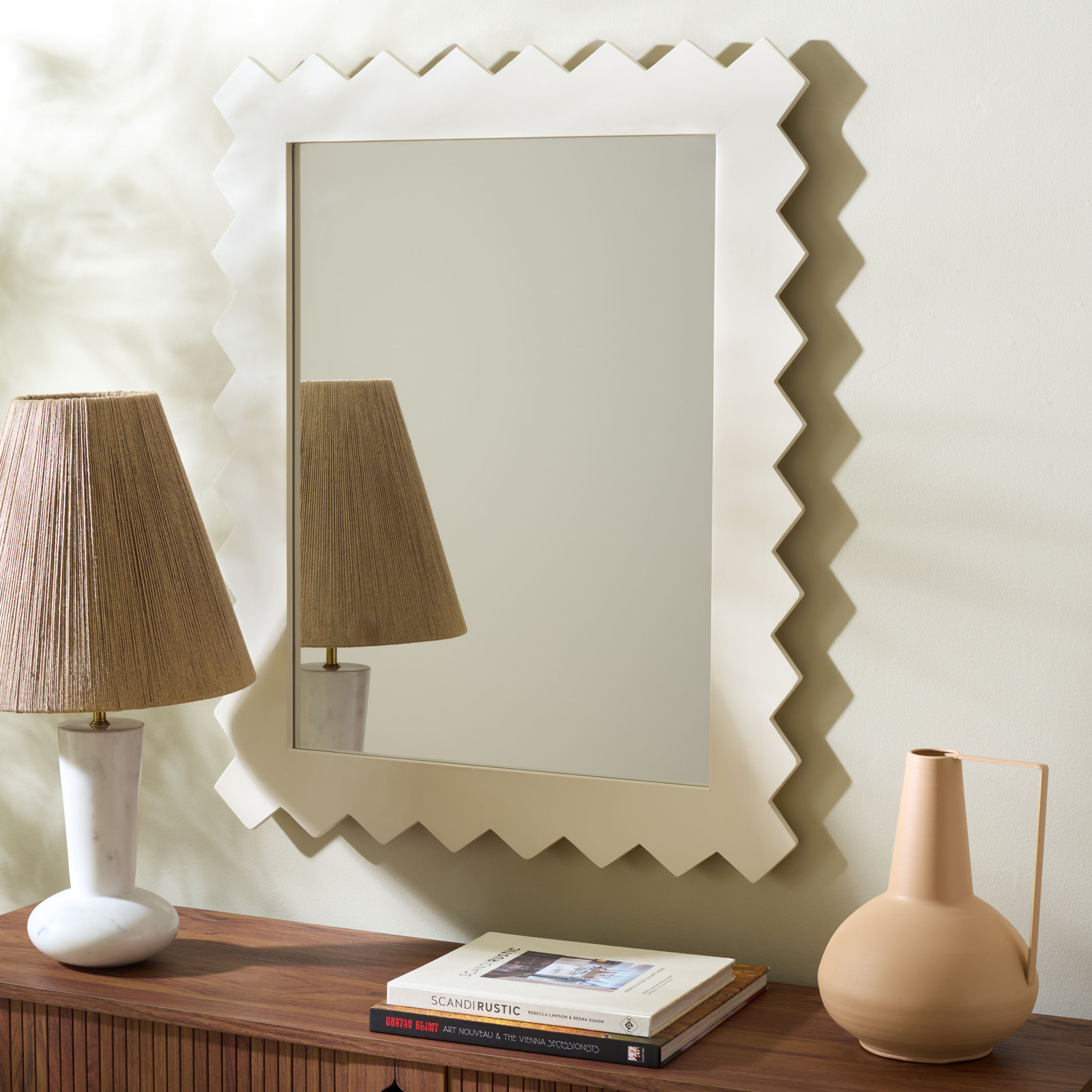 Nell Rectangle Wall Mirror, White