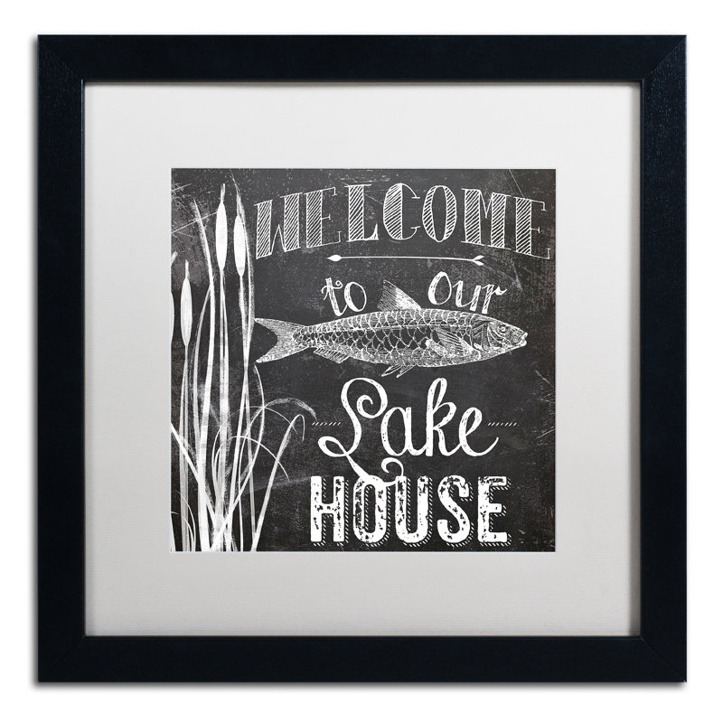 Jadaya «Lake House I», art textuel encadré, Blanc, H 16 po x l 16 po x P 0,5 po