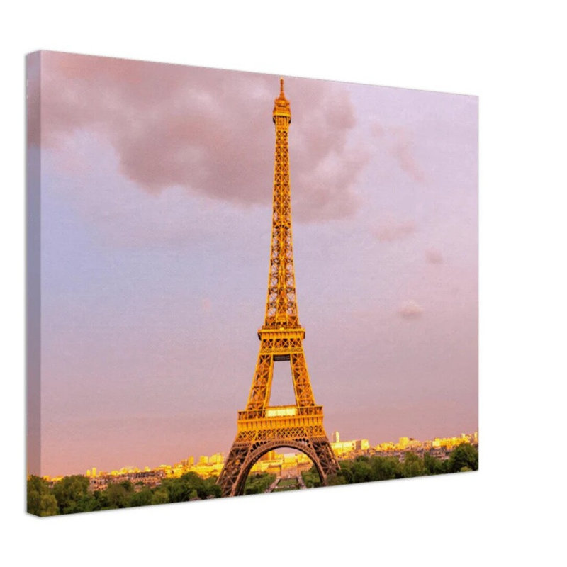Reproduction de la tour Eiffel - art mural Landmark Paris - affiche de toile de paysage urbain français - œuvre d'art emblématique de la Tour Eiffel - voyage en Europe - suspension romantique Paris - reproduction d'art moderne