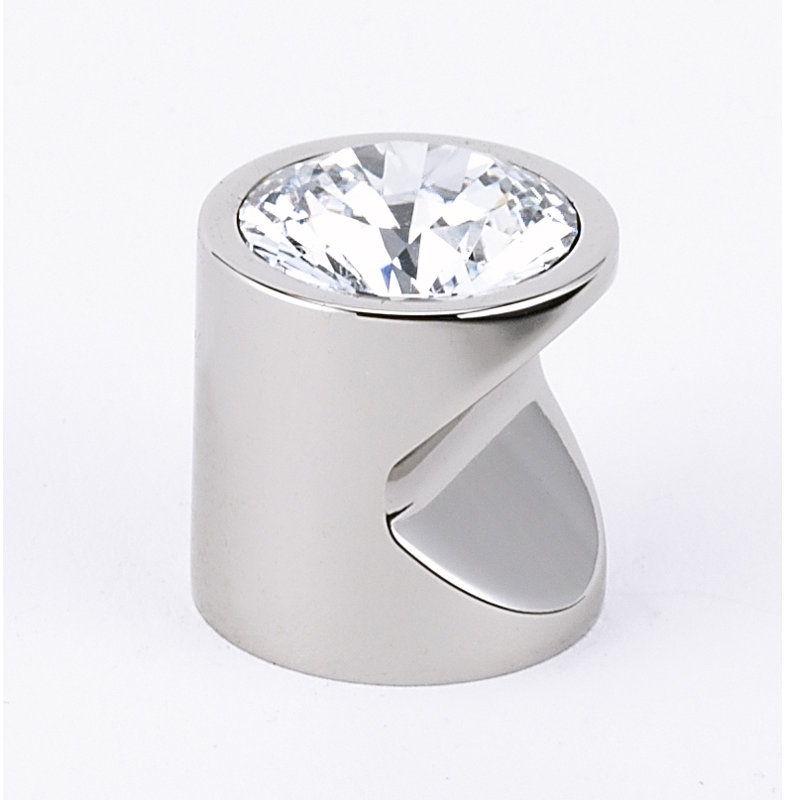 Poignée cylindrique en cristal Swarovski, H 1,13 po x l 1 po x P 1 po, Nickel poli