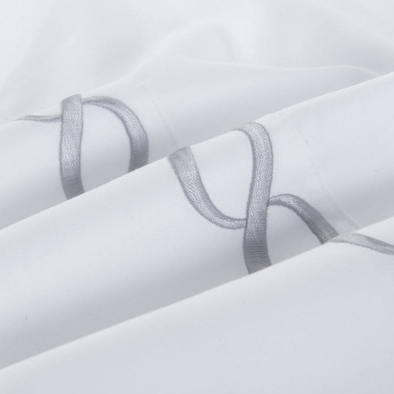 Ensemble de draps en satin de coton 500 fils , Ensemble de draps pour grand lit + un drap-housse , Gris
