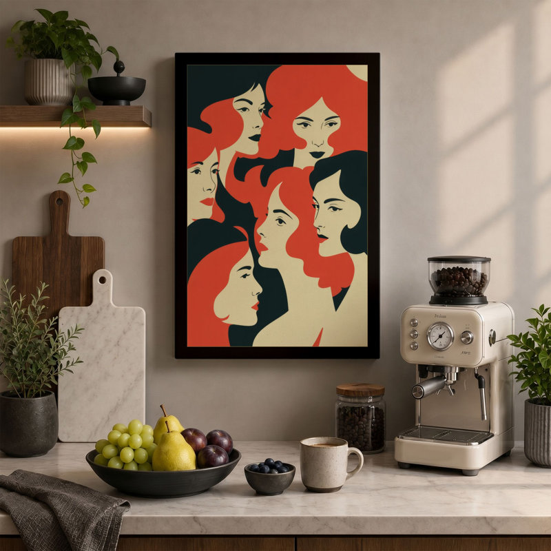 Five Faces United Art Deco 1 Piece Wrapped Canvas Wall Art, 18x12 - 45.7 x 30.5 cm, White Border