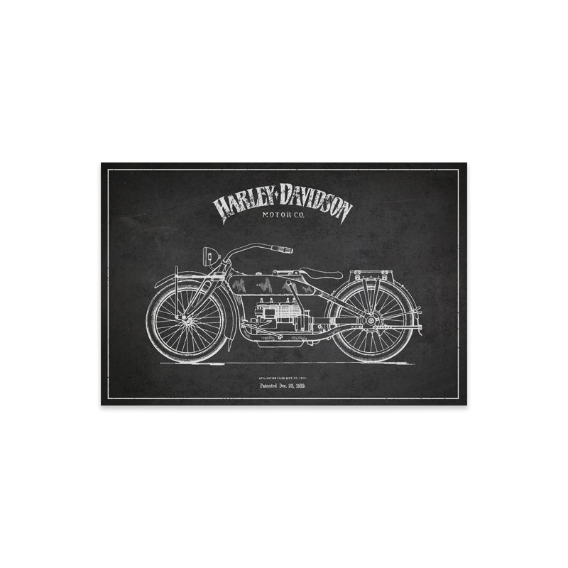 «Harley-Davidson brevet bleu» sur plastique / acrylique par Aged Pixel, peinture, Gris anthracite