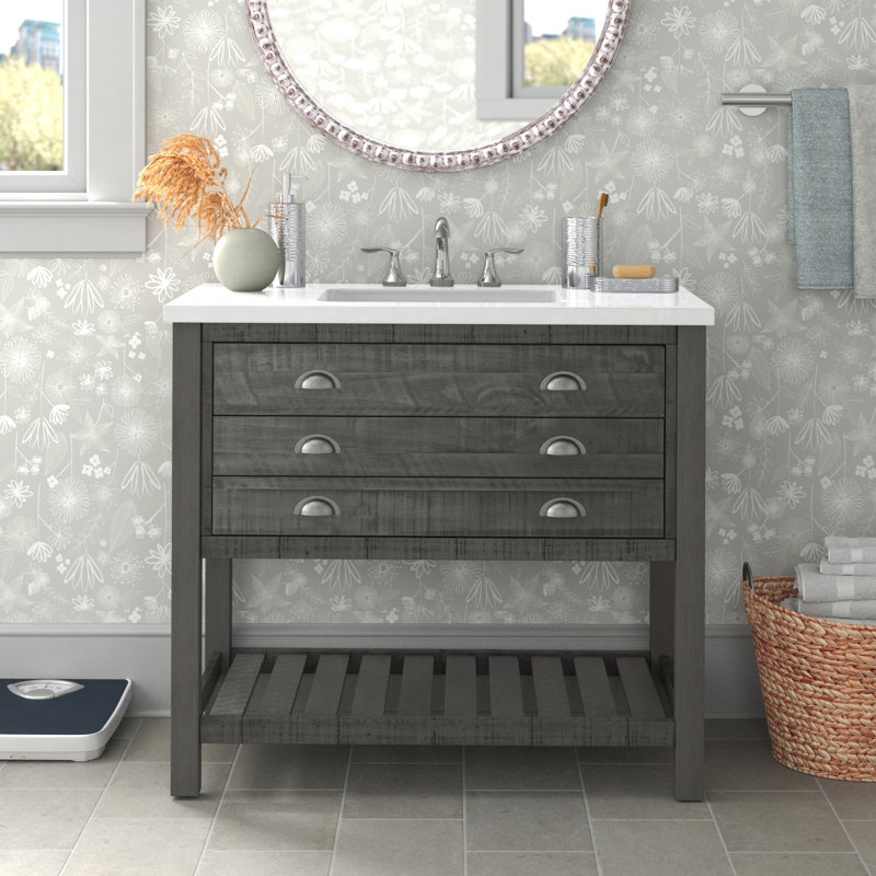 Ensemble de meuble-lavabo simple 37 po Grigg, Gris