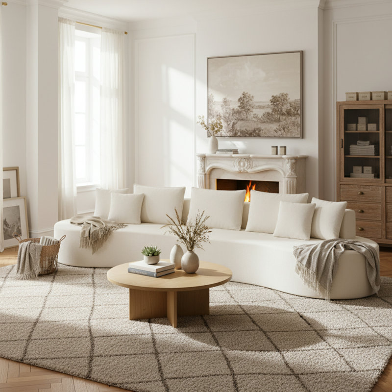 Canapé modulaire incurvé moderne 138,6 po avec éponge entièrement compressée haute densité, ensemble 2 pièces, entièrement assemblé faisant face à la gauche / à la droite, pour le salon, le salon