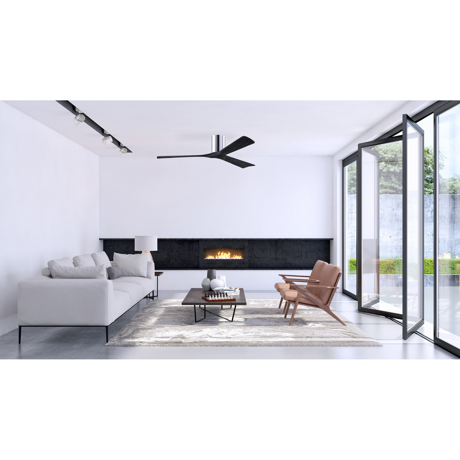 Olivier 3 Blade Ceiling Fan, Polished Chrome, Matte Black, 60"