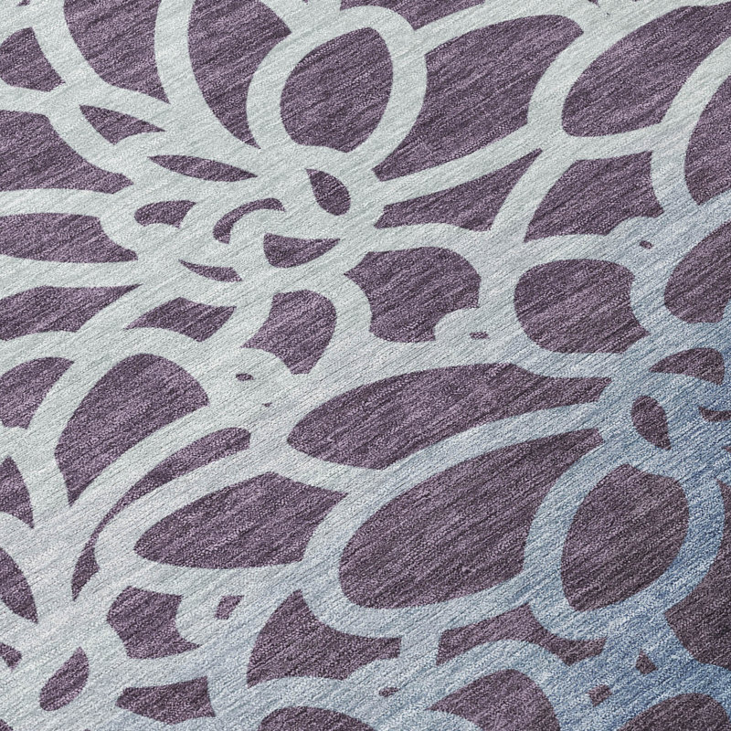 Machine Washable Indoor/Outdoor Chantille ACN2412 Botanical Rug, Round 8'