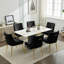 Chaises de salle à manger rembourrées en velours avec poignée dorée et chaises modernes avec pieds dorés-488622948