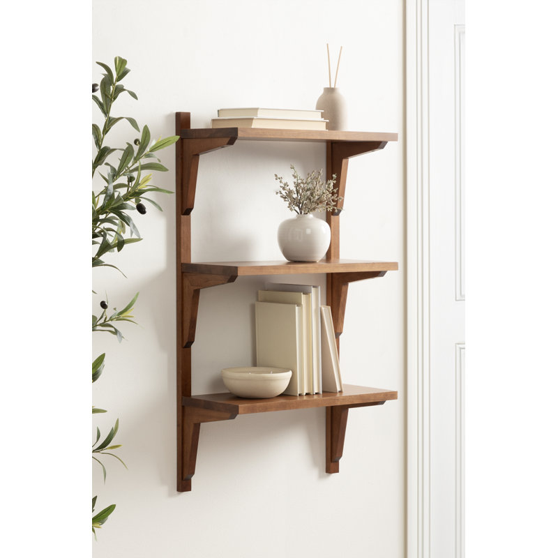 Carmouche Tiered Solid Wood Wall Shelf, Brown