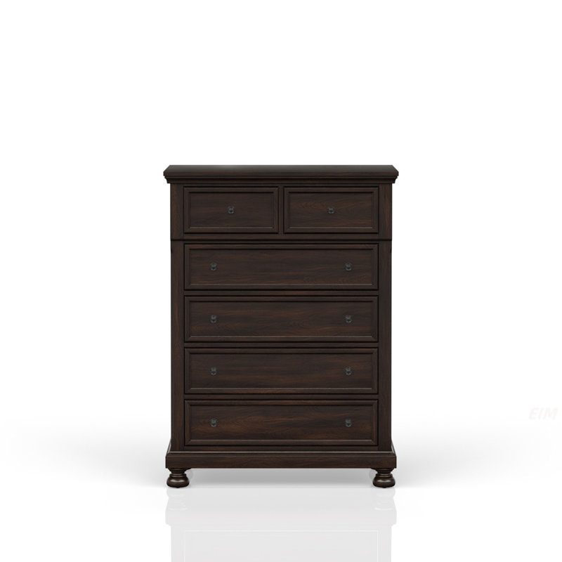 Commode 5 tiroirs cerisier foncé