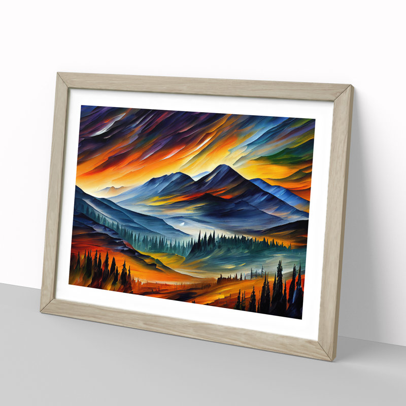 Mountain View Vol.1 Abstract - Framed Print, 34cm H x 46cm W x 2cm D, Oak Framed