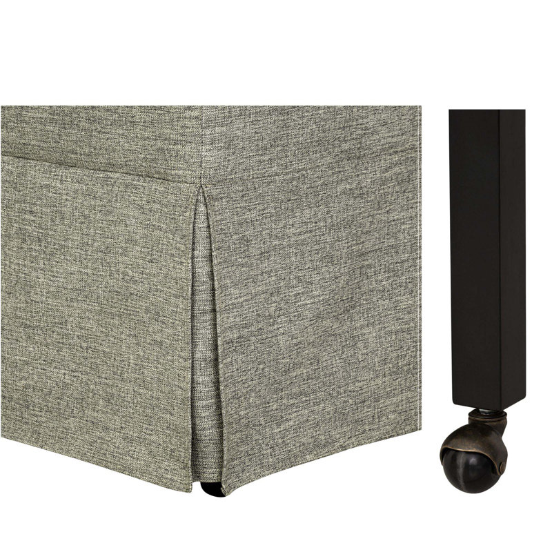 Chaise de salle à manger rembourrée à jupe avec roulettes cachées, 1, Gris