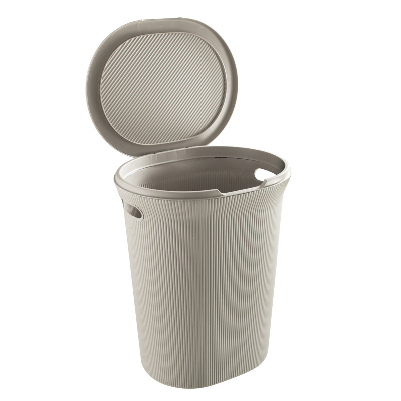 Plastic Laundry Hamper with Handles, Beige