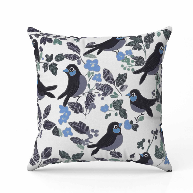 Oreiller Sweet Tweets, Bleu/gris, Carré 20 po