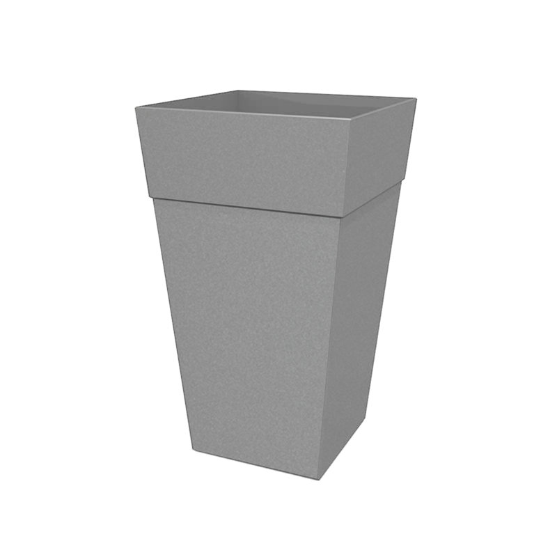 Modern 25-in Recycled Plastic Indoor/Outdoor Square Tapered Vertical Planter, Heather Gray