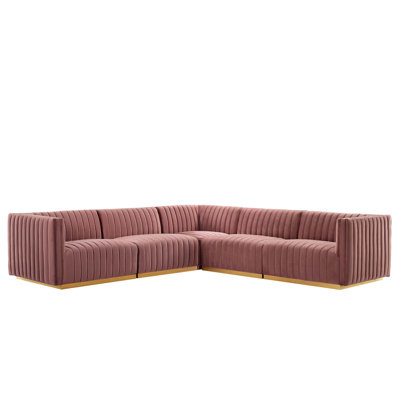 Modway Conjure Channel Tufted Performance Velvet 5-Piece Sectional