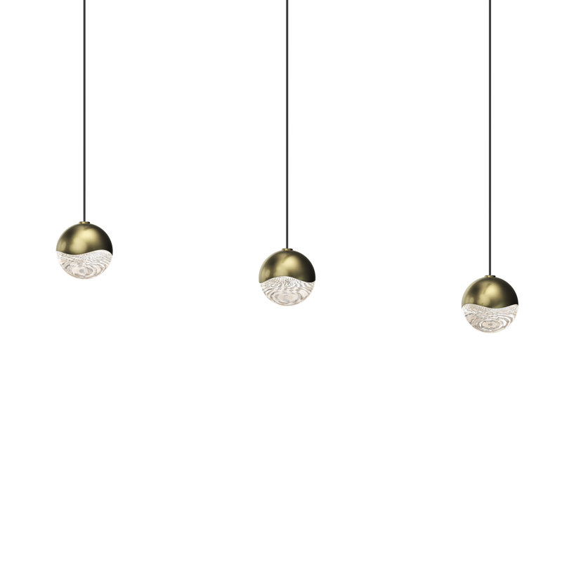 Grapes 3 - Light LED Pendant, 2.5" H x 36.5 W x 2.5" D, Brass