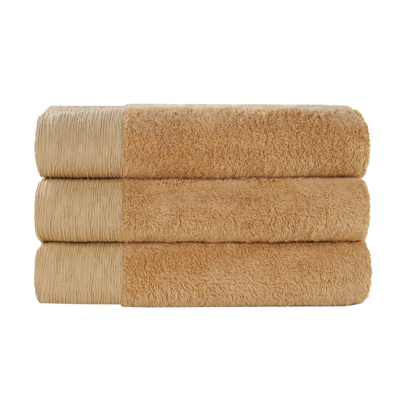Ensemble de serviettes en rayonne de bambou et en coton mélangé hypoallergénique, Doré, Serviettes de bain - paquet de 3