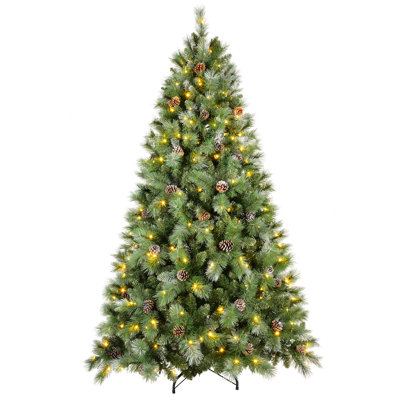 Pre-Lit Christmas Tree with Natural Pine Cones
