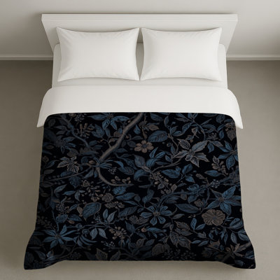 Housses de couette à motif floral bleu foncé