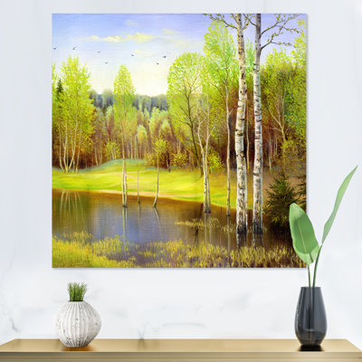«Beautiful Summer River Green Landscape IV», reproduction sur toile