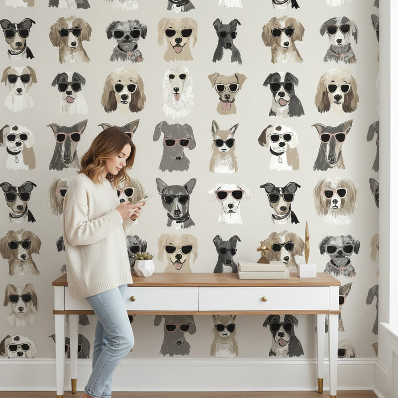 Papier peint chiens avec lunettes de soleil