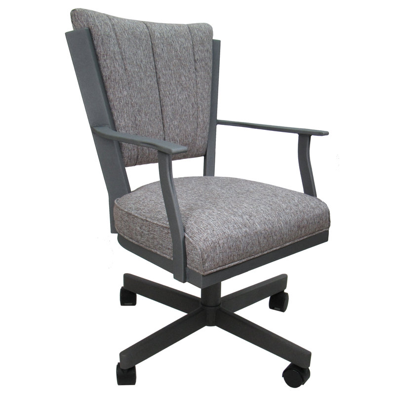 Danyael Metal Dining Caster Chair with Arms, Gray, Mojave Gray