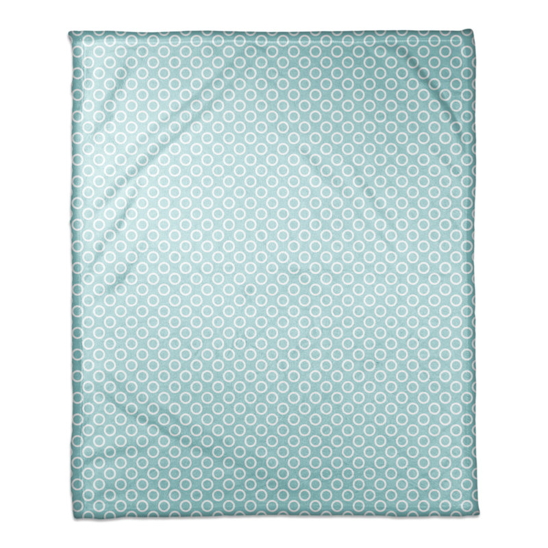  Jeté circulaire, Bleu sarcelle / blanc