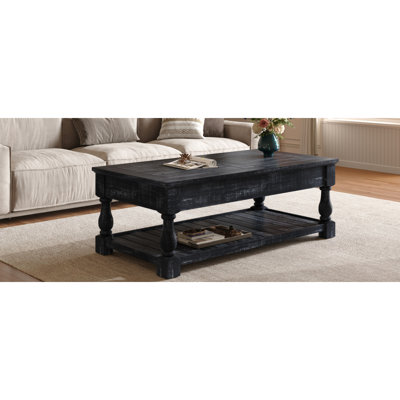 Table basse à plateau relevable avec tablette fixe Farmhouse