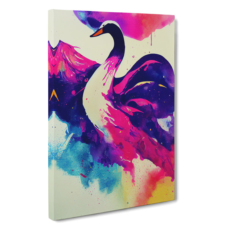 Swan in Watercolour Abstract - Wrapped Canvas, 60cm H x 40cm W x 3cm D