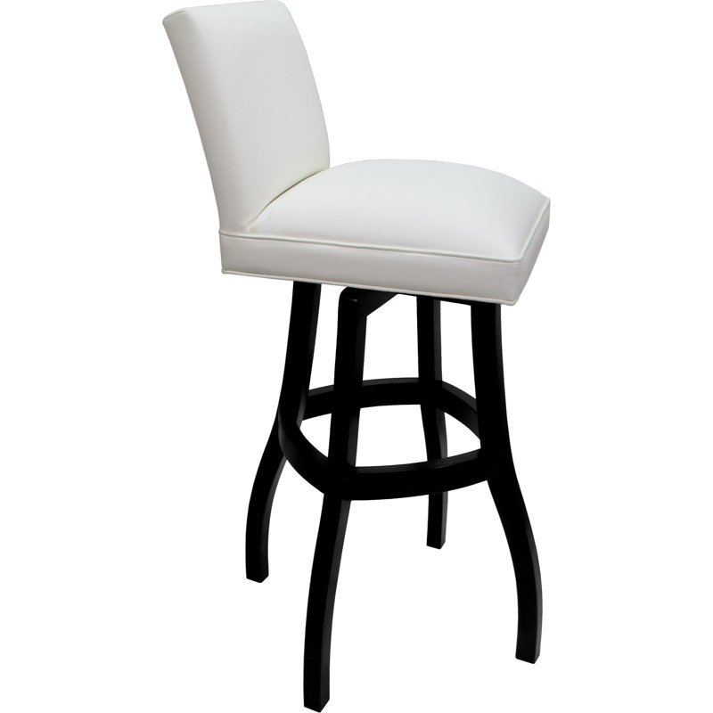 Swivel Wood Extra Tall Bar Stool On S-base, White, Black, Counter Stool (26" Seat Height)