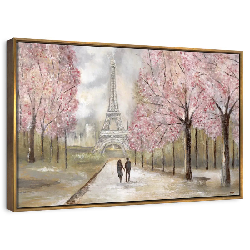 Balade à Paris, 46 po x 31 po, Cadre flottant doré