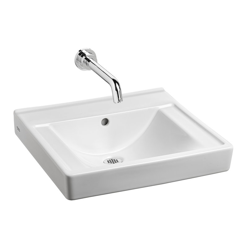 Lavabo de salle de bain mural rectangulaire en porcelaine vitreuse avec trop-plein Decorum