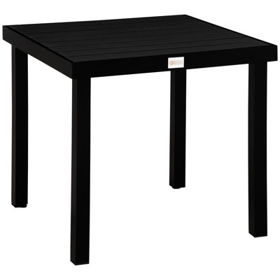 Square Patio Dining Table For 4 - Waterproof Wood Grain, Aluminum Legs Lawn Garden Outdoor Square, Person,
