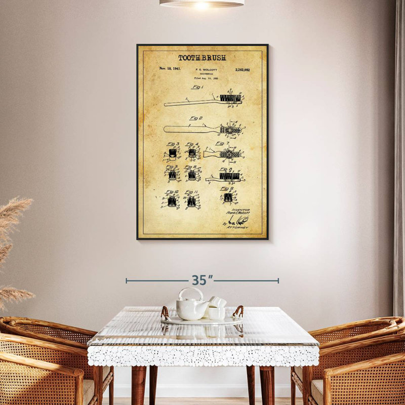 Brevet de brosse à dents, 31 po x 46 po, Cadre flottant noir