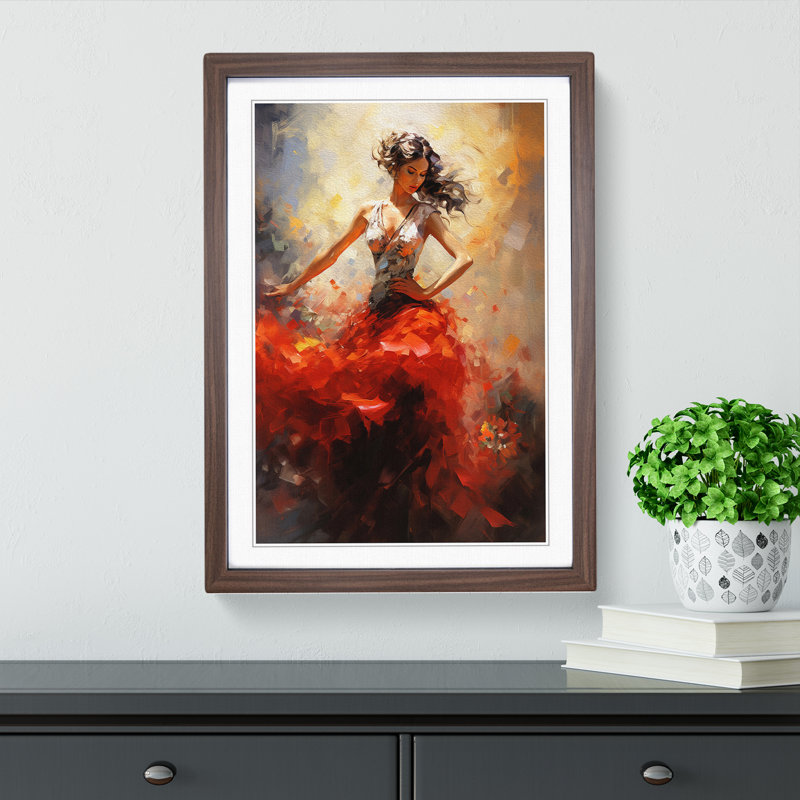 Flamenco dancer Impressionism - Framed Print, Walnut, 64cm H x 46cm W x 2cm D